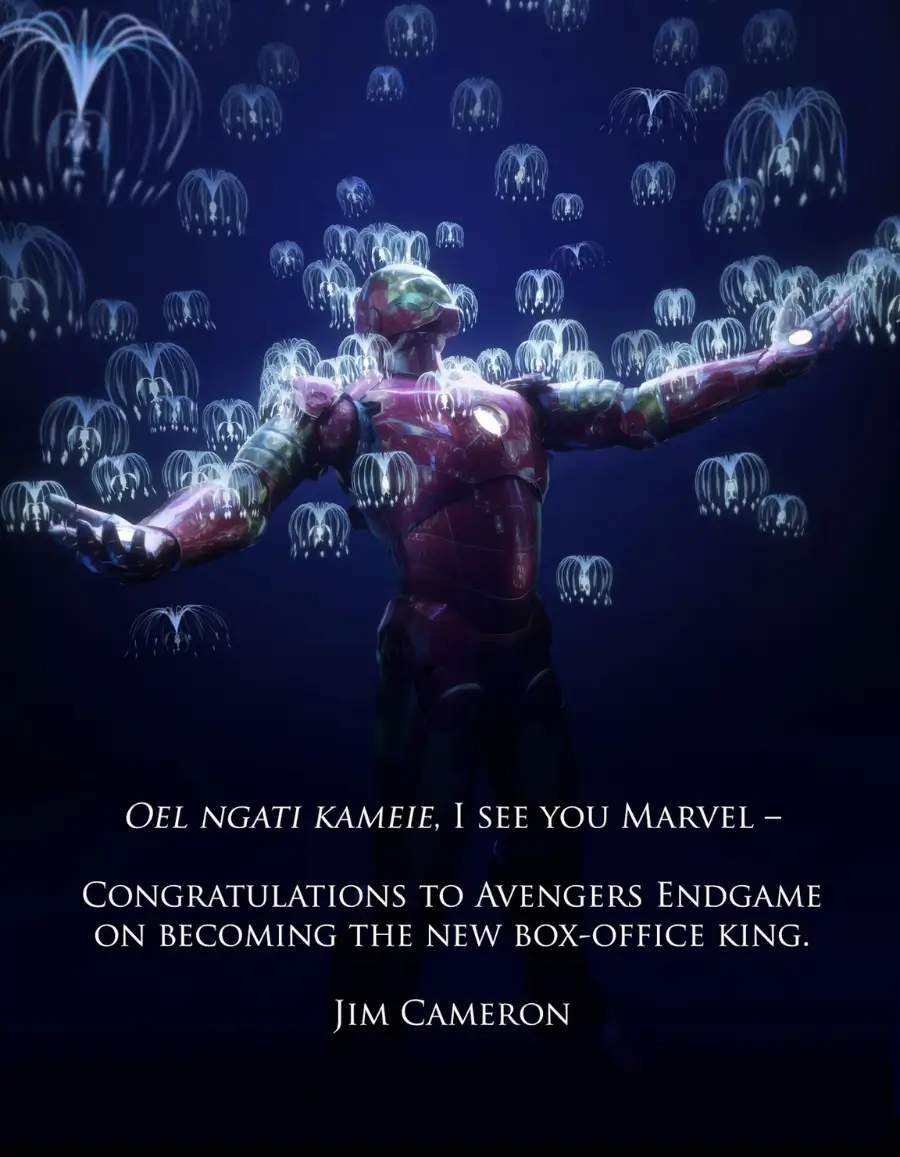 James Cameron parabenizando a Marvel por atingir o primeiro lugar na bilheteria com Vingadores: Ultimato